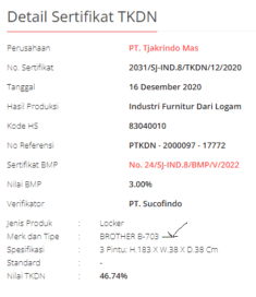sertificate tkdn brother b 703