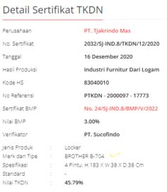 locker 4 pintu brother
sertifikat tkdn b704