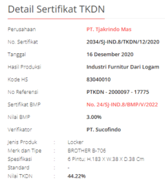 Locker 4 Pintu Brother B 704 sertifikat tkdn b706