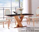 Meja Vienna Rosegold, Black Glass