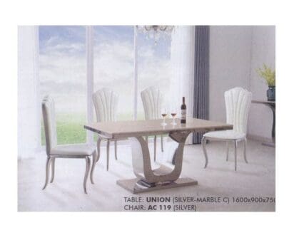 Meja makan Aveda Union Silver Marble