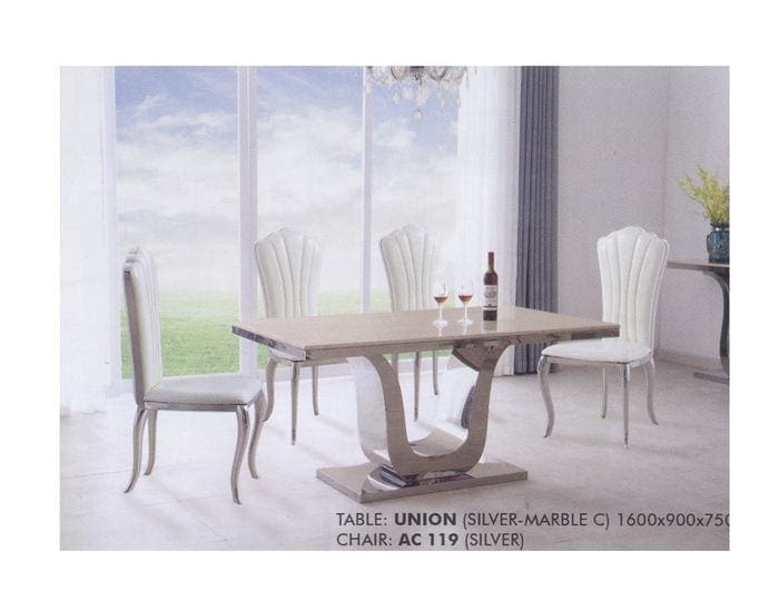Meja makan Aveda Union Silver Marble