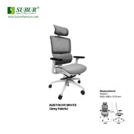 Kursi Kantor UNO tipe Austin HR White (Grey)