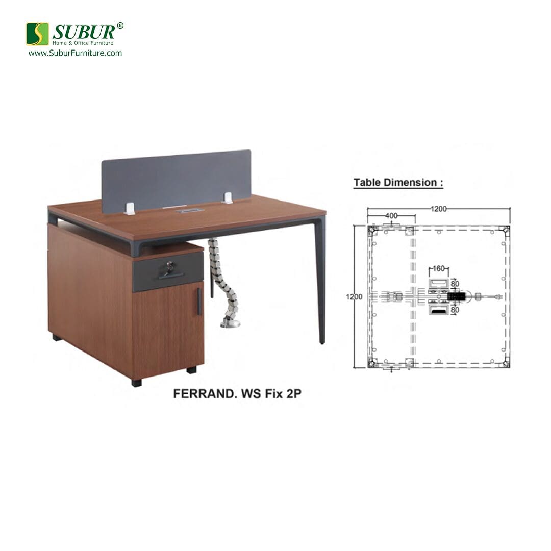 Meja Kantor Donati tipe Ferrand WS Fix 2P